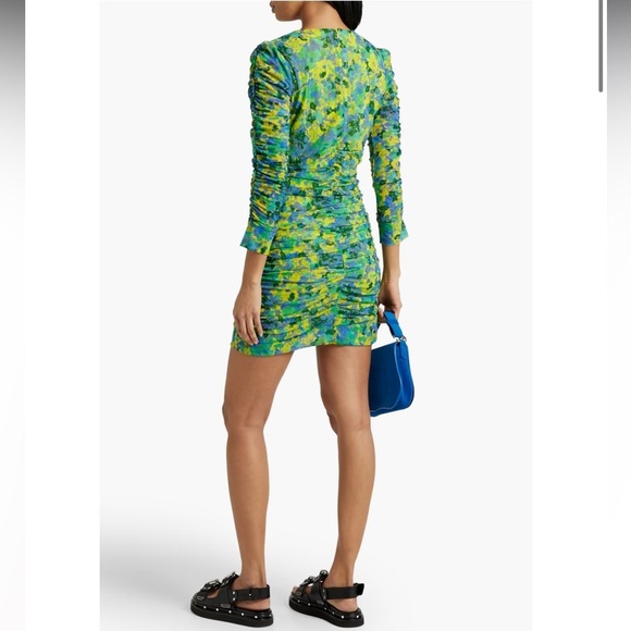 Ganni NWT Sulphur Spring Mesh Ruched Dress - Picture 3 of 10